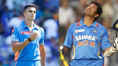 Arjun tendulkar and sachin tendulkar.jpg