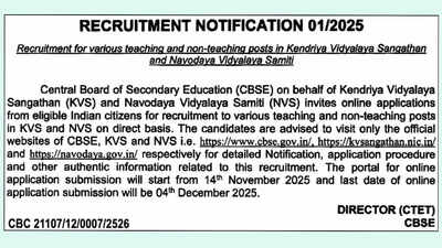 Kvs and nvs recruitment 2025 cbse to close registration window soon for 14967 posts direct link to a.jpeg