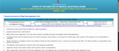Assam neet pg counselling 2025 round 3 registration begins at dmeassamgovin direct link to apply her.png