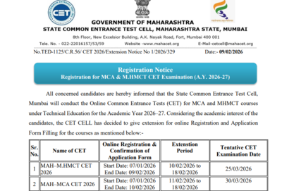Mah cet 2026 registration deadline extended for mhmct mca till this date check official notice here.png