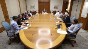 Pm modi chairing the ccs meeting late sunday after his return to delhi.jpg