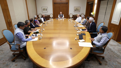 Pm modi chairing the ccs meeting late sunday after his return to delhi.jpg