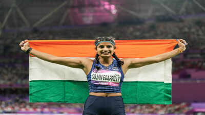 Hangzhou india39s ancy sojan edappilly celebrates after winning the silver medal.jpg