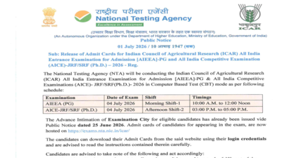 Nta releases icar aieea pg phd 2026 admit cards.jpg