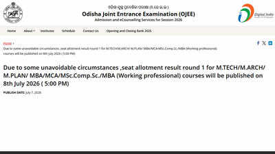 Ojee 2026 round 1 seat allotment for pg courses scheduled for release at 5 pm today.jpg