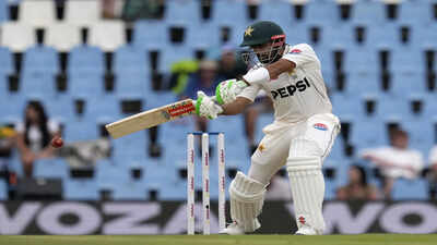 Pakistan39s babar azam plays a side shot during day two of the test cricket match.jpg
