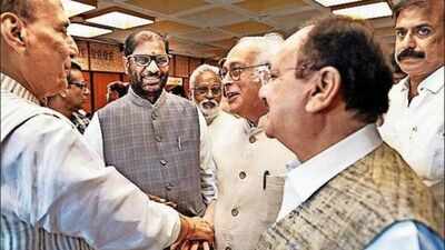 Union ministers rajnath singh and jp nadda with congress mp jairam ramesh and others at the all part.jpeg