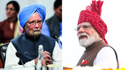 Former prime minister manmohan singh and pm narendra modi.jpg