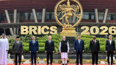 Pm modi and other brics leaders at the 2026 summit in bharat mandapam new delhi.jpg