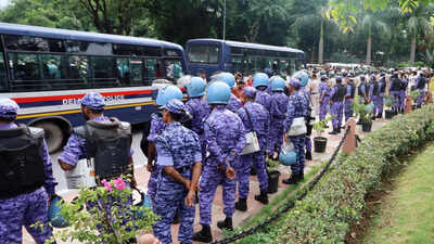 New delhi jul 21 ani police and raf personnel stand guard near pm modis re.jpg